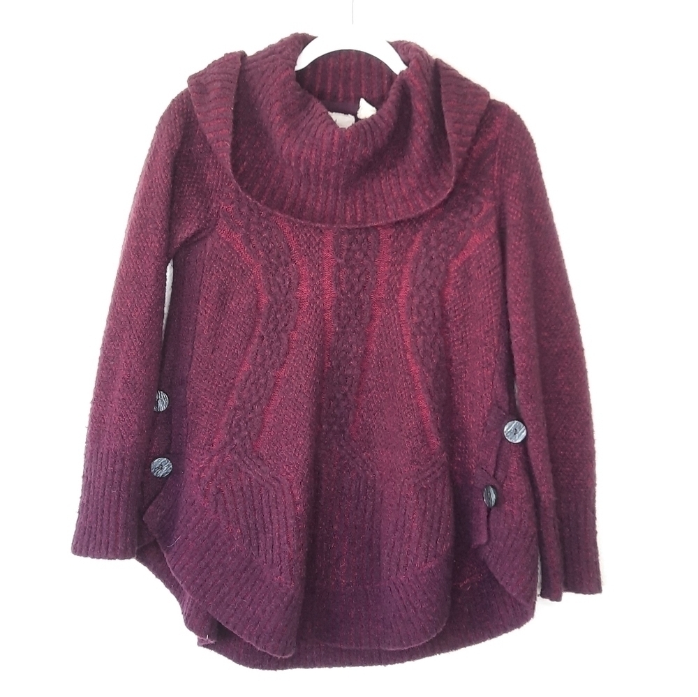Anthropologie Angel Of The North Maroon Cowl Neck Sweater XS